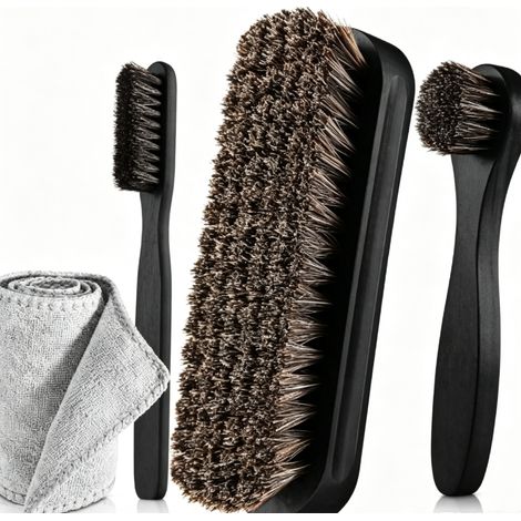 Set de brosses en crin de cheval, brosse dépoussiérante naturelle pour meubles, nettoyage bois et surfaces délicates (1/5)