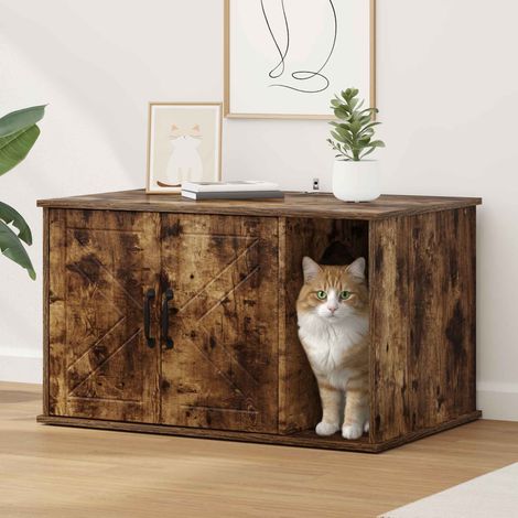 Cat House Smoked Oak 85 x 55 x 50.5 cm Engineered Wood vidaXL (1/5)