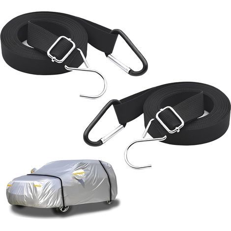 Convient pour 2 sangles coupe-vent pour housse de voiture, sangles coupe-vent réglables en nylon, convient aux voitures/SUV/fourgonnettes/camions (1/2)