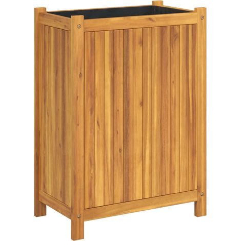 Vassoio per fioriera aiuola rialzata piante fiori terrazza giardino con rivestimento 54 x 31 x 75 cm legno massello di acacia marrone 020038140