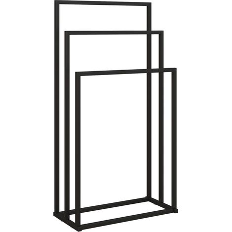 CHICFURN Toallero de pie 45 x 21,5 x 85 cm de acero negro, 3 barras, sin taladrar (1/5)