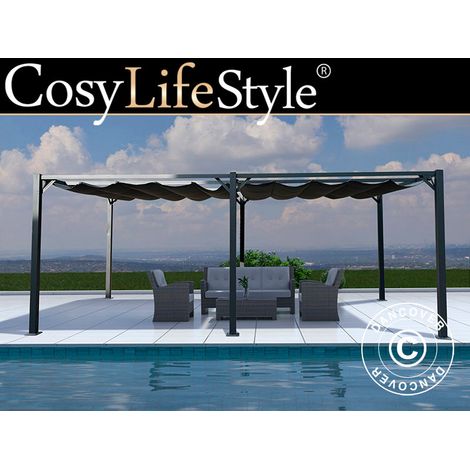 Pergola gazebo Santa Cruz, 3x6 m, Dark grey