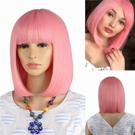 Perruque synthétique noire lisse Amir avec frange pour femme, coupe bob mi-longue, résistante à la chaleur, style bobo, perruques bouclées