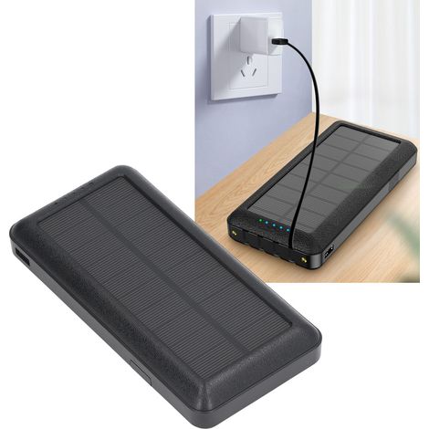 Batterie externe solaire LED 30 000 mAh avec quatre câbles – Idéale pour le camping, la randonnée, l’exploration et la pêche en plein air (1/5)
