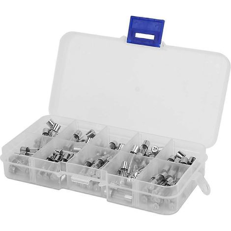 100-teiliges Universal-Sicherungsset aus Glasrohren (5 x 20 mm) für 0–250 V, 0,2 A bis 20 A