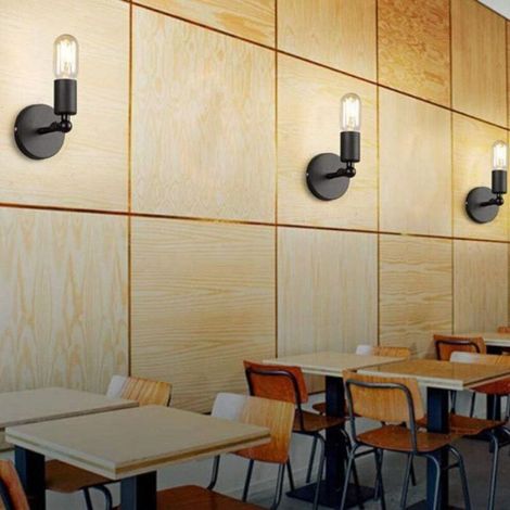 Applique Murale - Fer Noir - Angle Réglable - E27 - Pour Chambre Salon Café - 80 x 170 mm (1/4)