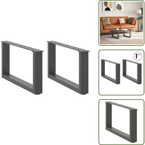 vidaXL Patas para mesa de centro en forma de U (2 unidades), antracita, 70 x (30-31) cm, acero (1/5)