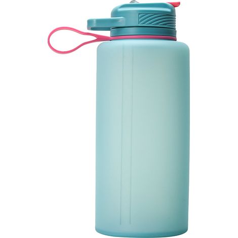 Gobelet en silicone de 1 litre avec paille, bouilloire pliable portable, tasse à café, bouteille d'eau (vert) (1/3)