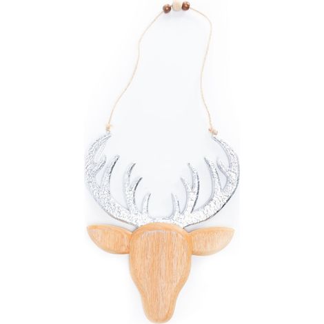 TrendLine Deko Rentierkopf aus Holz zum Hängen 24x2x50cm Weihnachten Xmas