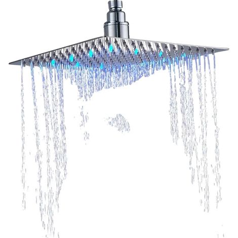 Duschkopf, LED-Funktion, wassersparendes Design, 16 Zoll Chrom (1/2)