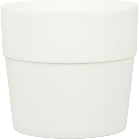Scheurich Groove 40, pot de fleurs/plantes, rond, en plastique couleur: Bianco, diamètre 38 cm, hauteur 35,2 cm, 50,8 l vol.