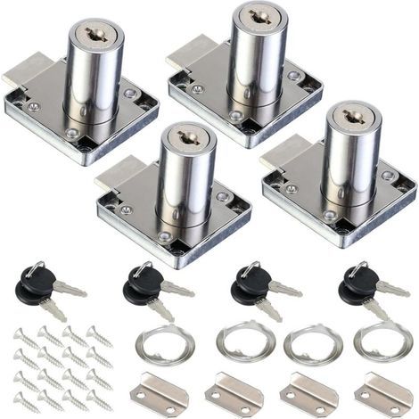 Lot de 4 serrures de placard de 32 mm avec clés universelles pour tiroir et boîte aux lettres (1/5)