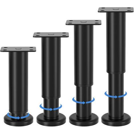 pieds de meubles réglables, hauteur ajustable de 8 à 12 cm, pieds de meubles en métal noir, pour armoires, meubles TV, lits, canapés, tables de chevet, chaises, meubles de salle de bain