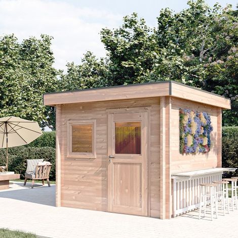 CHALET DE JARDIN TALIPIA 8M² - BOIS DOUGLAS 55MM - PORTE & FENETRE BOIS - TOITURE ACIER (1/5)
