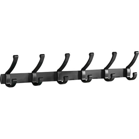 Porte d'entrée Rangement Veste Crochet Aluminium 3 Pattes Fixation Murale Épais Noir Sans Perçage (1/5)