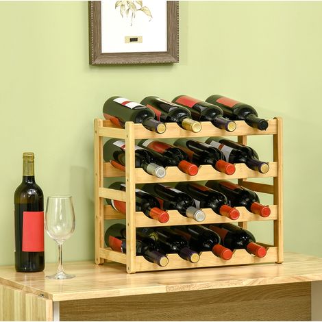 Portabottiglie da vino in bambù per 16 bottiglie 43 x 23,5 x 38 cm OKWISH (1/5)