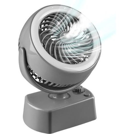 Wireless Desk Fan, Portable Misting Fan, Rechargeable Table Fan, Quiet USB Desk Fan, Mini Fan Humidifier Night Light Battery Operated Travel (Grey) (1/5)