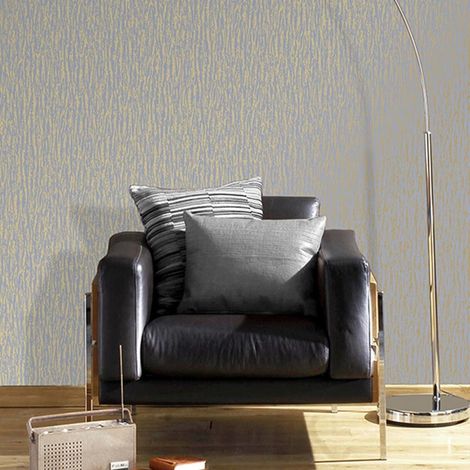 Grey Gold Wallpaper Textured Glamour Fabrique Distressed Metallic Bark Effect (1/5)
