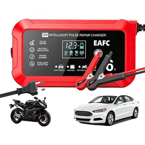 Chargeur de batterie de voiture, Chargement automatique intelligent, Protection multiple, 12V 6A (1/2)