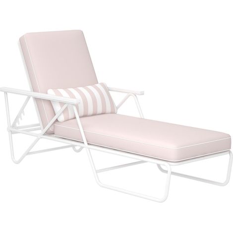 Connie-Chaise longue d’extérieur en oléfine Eau de rose et cadre en acier blanc