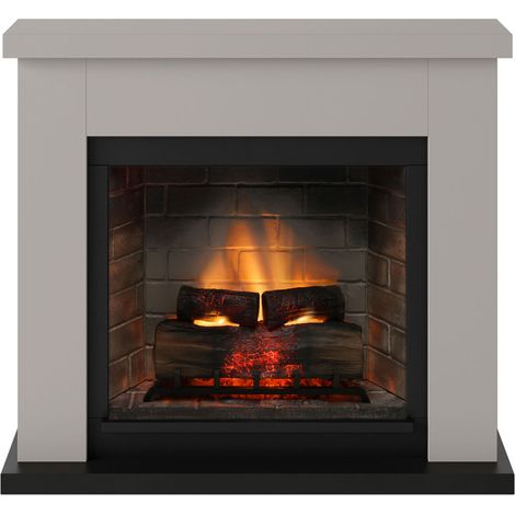 TAGU Cheminée électrique connectée 1400W - FRODE Powerflame 2 - effets flammes 3D, et crépitement - Beige (1/5)