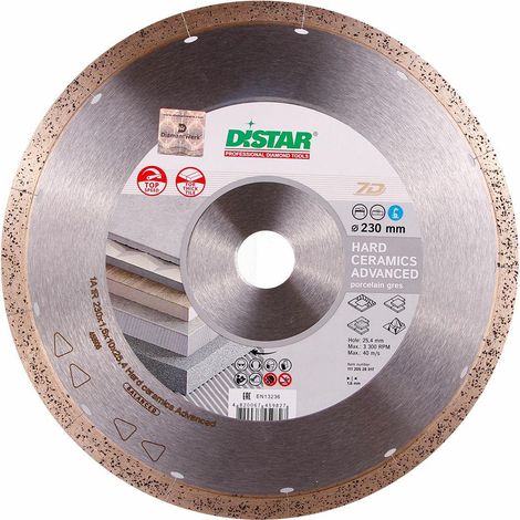 Disco abrasivo diamantato avanzato DISTRAR per ceramica dura, dimensioni 230 x 1,6 x 10 x 25,4 mm. (1/3)