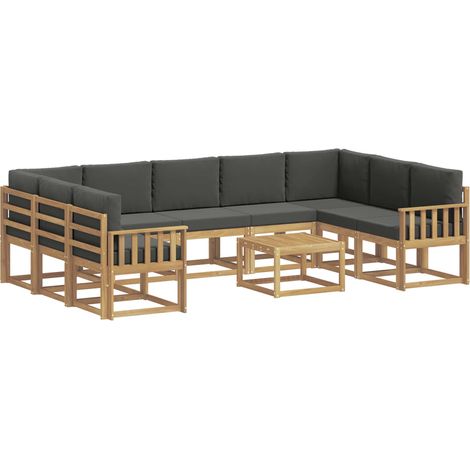 Conjunto de sofás de exterior 10 uds. Blanco y Antracita vidaXL