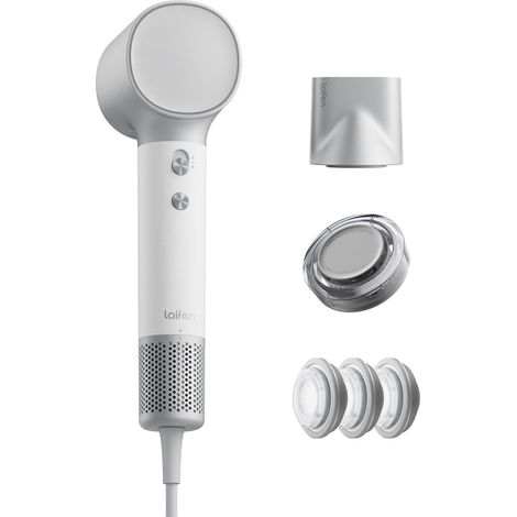 Sèche-Cheveux, Embout Magnétique Soin et Lissage, Argent  110k tr/min, 200M ions nég., séchage 3min, 59dB, mode soin 58℃, contrôle temp. 100x/s. (1/5)