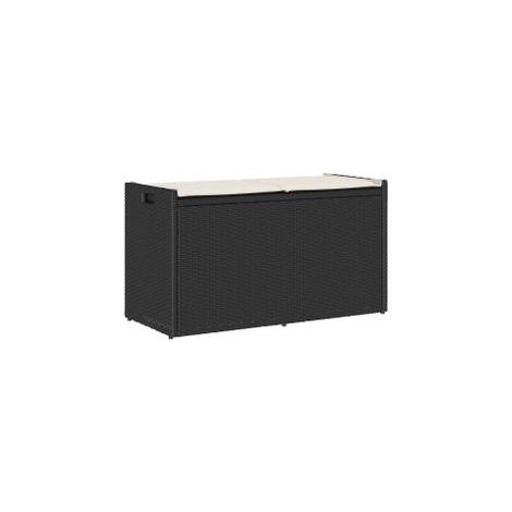 Banc de rangement extérieur coussin noir 100cm résine tressée (1/5)