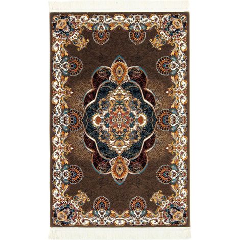 Tapis persan Almas  - 150x100cm, Rectangular - 100% Acrylique - Tissé - Marron