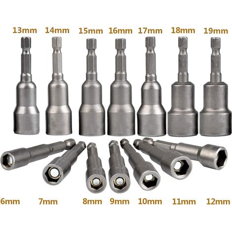 114 pezzi adattatore per punte per cacciavite da 6-19 mm, set di punte per cacciavite esagonale per trapano a mano, cacciavite elettrico, chiave a bussola (acciaio al cromo vanadio) (1/4)