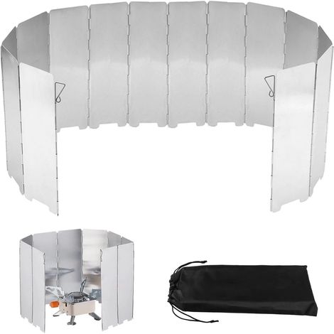 14 Pare Vent Pliable Rechaud pour Camping Réchaud Extérieur Pique-Nique Pare-Vent Pliable Aluminium, Pare-Vent de Camping pour Poêle, Plaques Pare-Brise de Camping avec Sac de Rangement (1/5)