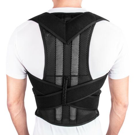 Correcteur de posture léger et respirant, soutien dorsal ajustable pour femme et homme, noir taille L (1/5)