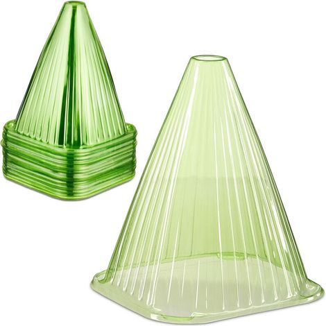 Relaxdays Cloche à salade, lot de 80, PVC, protection contre le gel et les escargots, HLP : 22 x 19 x 19 cm, verte (1/4)