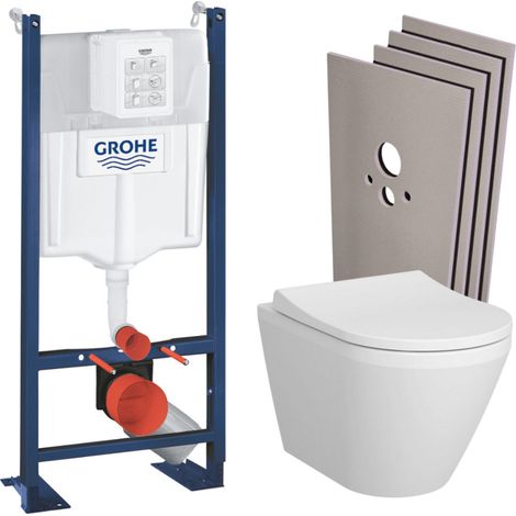 Grohe Pack WC Bâti Autoportant Rapid SL + WC sans bride Integra avec fixations invisibles + Abattant softclose + Set habillage (1/5)