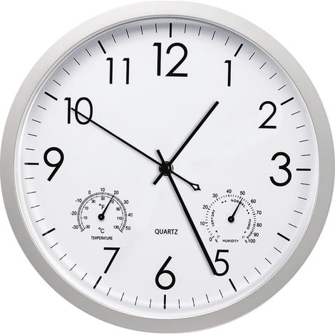 Horloge Murale Silencieuse Avec Affichage Température L'humidité,Moderne Silencieuse Pendule Murale 30CM,Ronde Murale Horloge Facile à Lire,Horloge Murale Ronde pour Décor Chambre Cuisine(Blanc) (1/5)