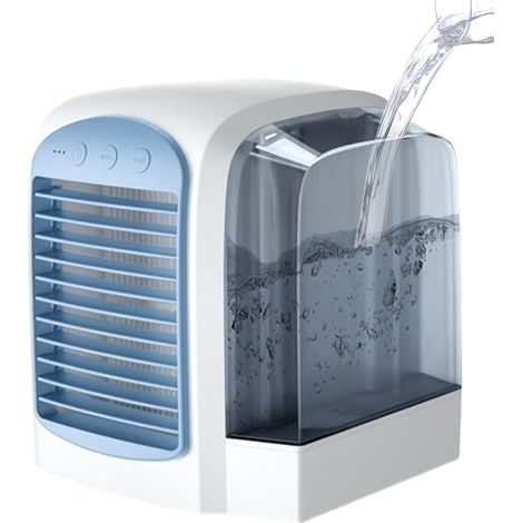 Mini Climatiseur Portable, Réservoir D'eau De 380 Ml, Peut Être Utilisé Pendant 2 À 5 Heures, 3 Vitesses De Vent, Réservoir D'eau Amovible, Facile À Ajouter(Blue) (1/5)