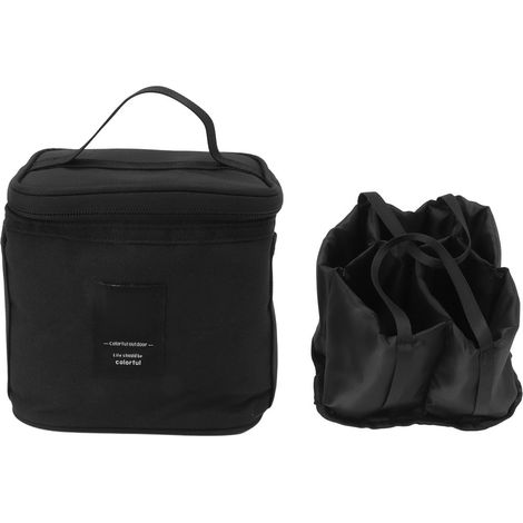 Sac de transport pour flacons d'épices, séparateur intérieur amovible, toile Oxford, sac à condiments portable pour barbecue, pique-nique, camping, noir (1/5)