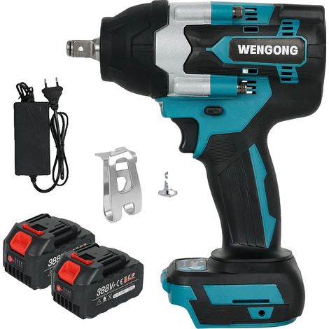 Clé à chocs, 2000 N·m de couple, moteur sans balais, Batterie 2PC 388VF, UE (1/2)