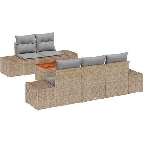Maison Exclusive - Gartensofa-set 6 pcs Beige und Hellgrau Poly-R