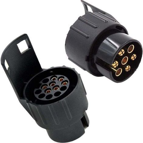 Lot de 2 fiches adaptateur 13 à 7 broches, selon ISO 11446 et ISO 1724, pour systèmes de remorque 12 V, connecteur de connexion remorque à voiture, pour remorque de voiture, fiche adaptateur remor (1/4)