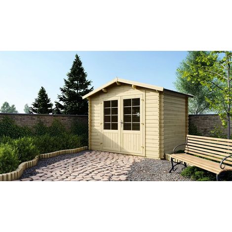 Altanka – Abri de jardin en bois 6m² – Dimensions 3x2m – Épaisseur 28mm – Double porte vitrée – Finition sapin naturel