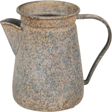 Cache-Pot Décoratif en Métal Gris Vert Style Rural pour Plantes 12 x 12 x 16 cm - PANGIVO (1/5)
