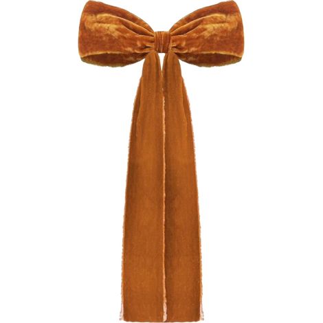Ribbon - Bow - Garland - Christmas Decor - Velvet Flocked - Khaki - For Staircase Tree Wall - 1 Piece (1/5)