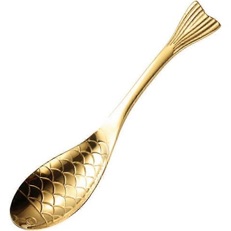 Cuillère à dessert ergonomique résistante à la chaleur, cuillère à glace en forme de poisson, vaisselle pour la maison XJSGolden (1/5)