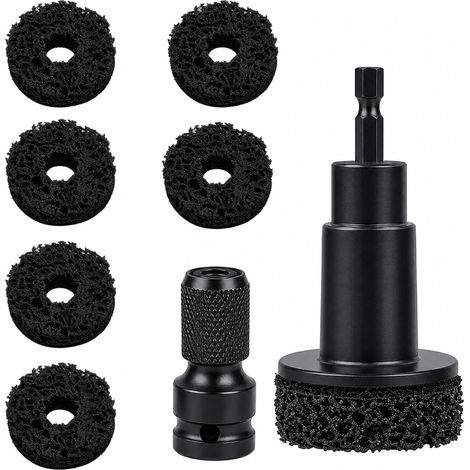 Kit de Nettoyage de Moyeux Roue avec 6 Disque de Broyage et Adaptateur 1/2" Brosse de Nettoyage de Moyeu de Roue, Pour Perceuses Electriques et Clés à Chocs, Ponceuse de Moyeu pour un Nettoyage Rapid (1/5)