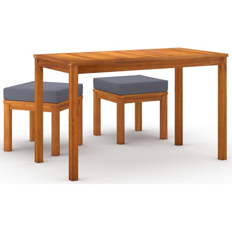 Maison Exclusive - 3-tlg. Garten-Essgruppe mit Kissen Massivholz