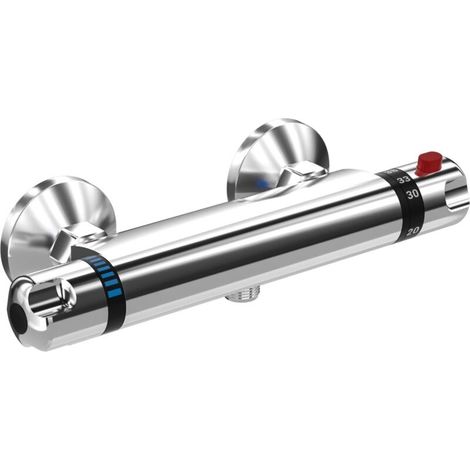Wandmontierte thermostatische Duscharmatur, Verbrühungsschutz, G 1/2-Anschluss, Messing-Duschkopf mit Knopf, intelligente Temperaturkonstant