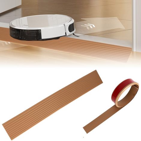 Rampe de seuil de porte, 90 x 5 x 1 cm, en PVC, pour robot aspirateur, profil de transition avec dos adhésif, portable et autocollant, pour vélo, fauteuil roulant, poussette, déambulateur (1/5)