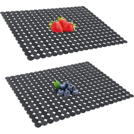 Tappetino per lavabo rettangolare nero - 2 pezzi - 30x40 cm - Per lavabo da 35 x 45 cm (1/5)